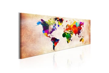 Bilde World Map Colourful Ramble 150x50