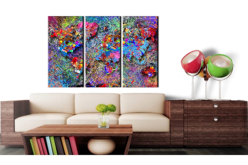 Bilde World Map Colourful Whirl 120x80 - Artgeist sp. z o. o. - Innredning - Bilder & kunst - Lerretsbilder
