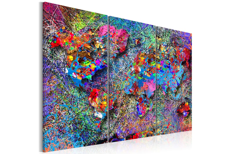 Bilde World Map Colourful Whirl 90x60, Artgeist sp. z o. o.