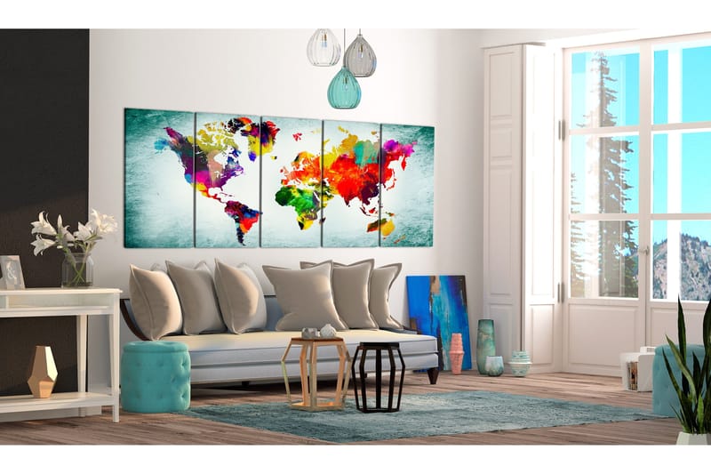 Bilde World Map Green Vignette 225x90 - Artgeist sp. z o. o. - Innredning - Bilder & kunst - Lerretsbilder