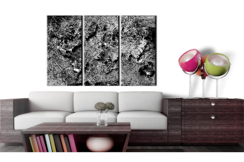 Bilde World Map Grey Thread 90x60 - Artgeist sp. z o. o. - Innredning - Bilder & kunst - Lerretsbilder