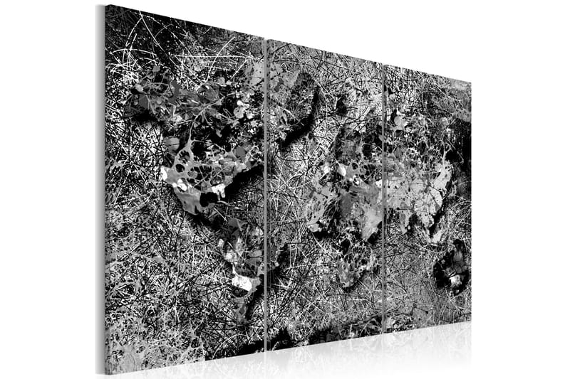 Bilde World Map Grey Thread 90x60, Artgeist sp. z o. o.