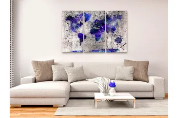 Bilde World Map Ink Blots 3 Parts 90x60 - Artgeist sp. z o. o. - Innredning - Bilder & kunst - Lerretsbilder