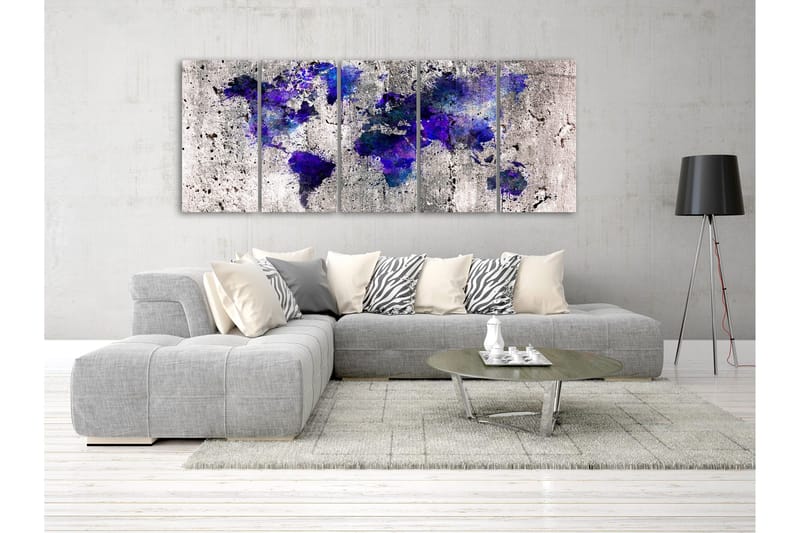 Bilde World Map Ink Blots 5 Parts Narrow 225x90 - Artgeist sp. z o. o. - Innredning - Bilder & kunst - Lerretsbilder