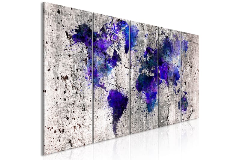 Bilde World Map Ink Blots 5 Parts Narrow 225x90 - Artgeist sp. z o. o. - Innredning - Bilder & kunst - Lerretsbilder