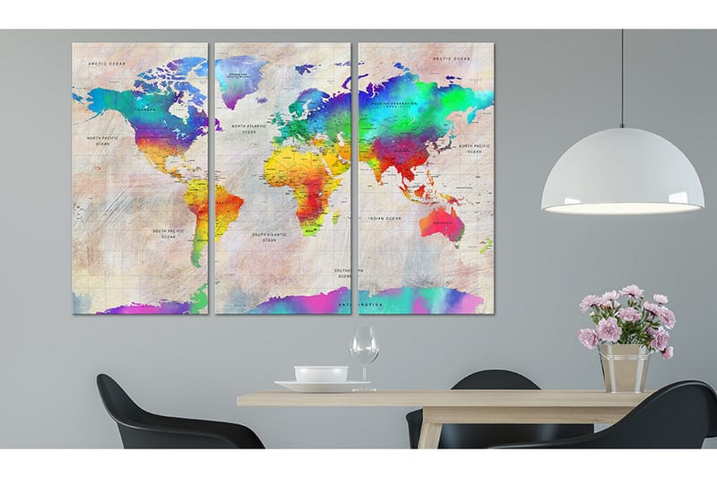 Bilde World Map Rainbow Gradient 120x80 - Artgeist sp. z o. o. - Innredning - Bilder & kunst - Lerretsbilder