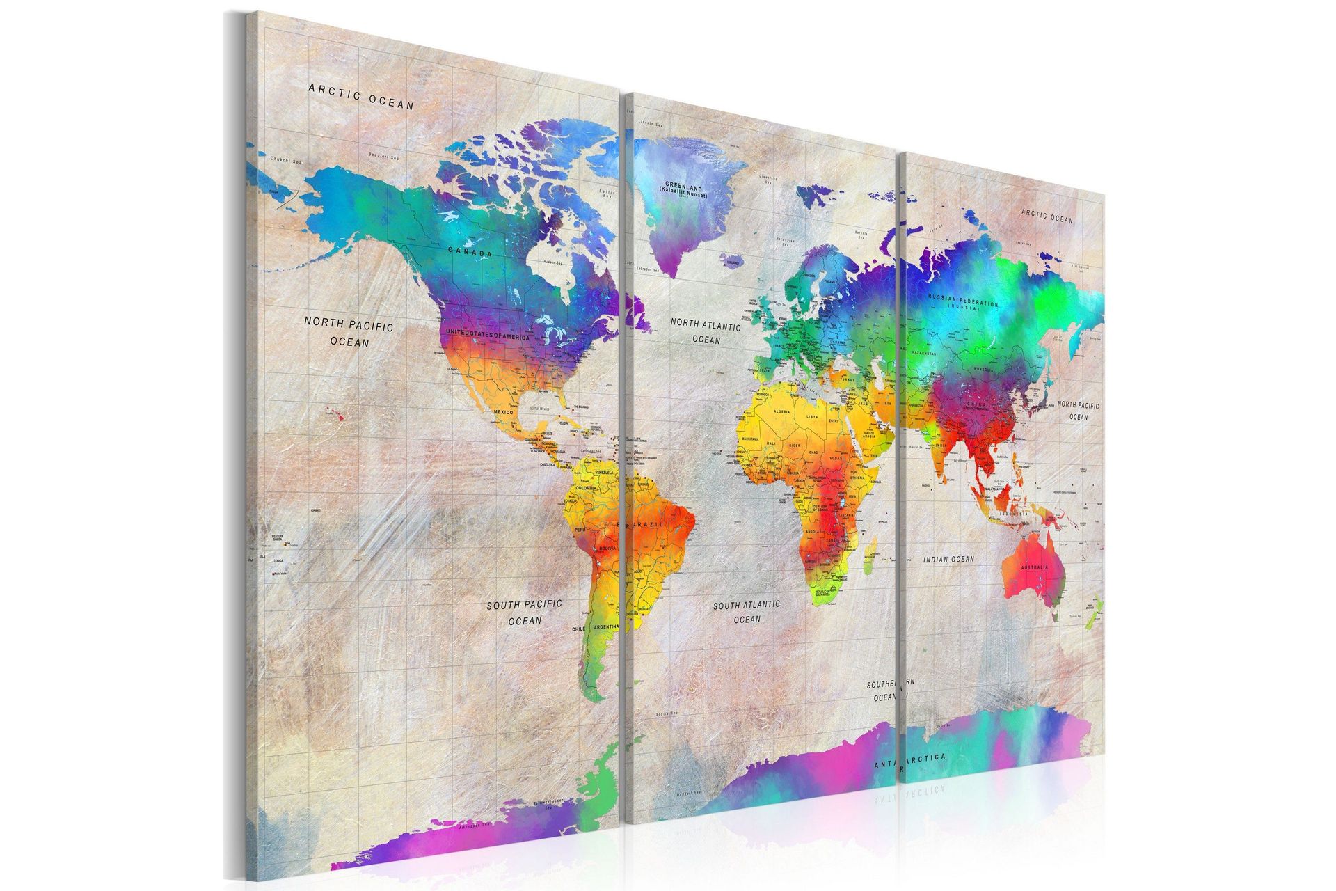 Bilde World Map Rainbow Gradient 90x60 - Artgeist sp. z o. o.