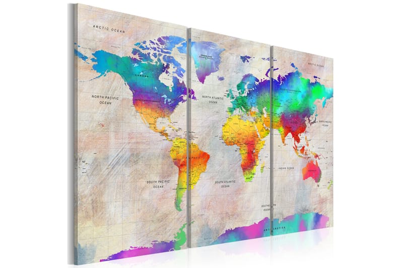 Bilde World Map Rainbow Gradient 90x60, Artgeist sp. z o. o.
