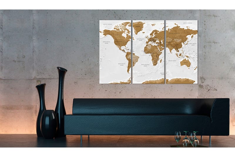 Bilde World Map White Poetry 90x60 - Artgeist sp. z o. o. - Innredning - Bilder & kunst - Lerretsbilder