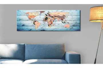 Bilde World Maps Sapphire Travels 150x50 - Artgeist sp. z o. o. - Innredning - Bilder & kunst - Lerretsbilder