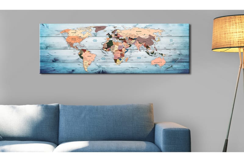 Bilde World Maps Sapphire Travels 150x50 - Artgeist sp. z o. o. - Innredning - Bilder & kunst - Lerretsbilder