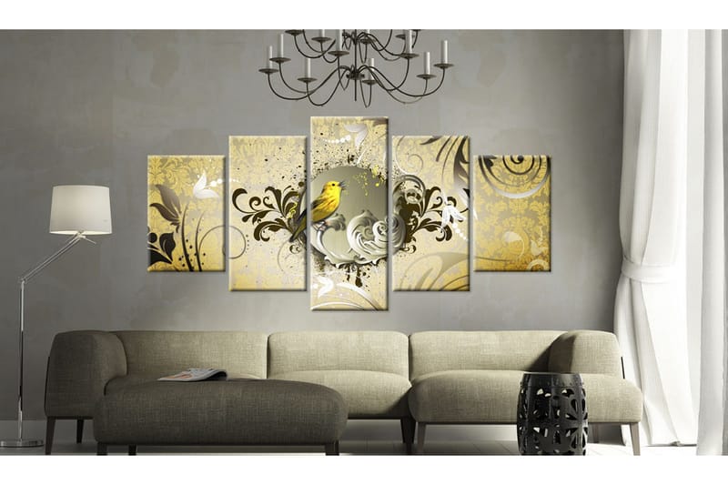 Bilde Yellow Bird Singing 200x100 - Artgeist sp. z o. o. - Innredning - Bilder & kunst - Lerretsbilder