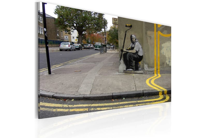 Bilde Yellow Flower Banksy 60x40 - Artgeist sp. z o. o. - Innredning - Bilder & kunst - Lerretsbilder