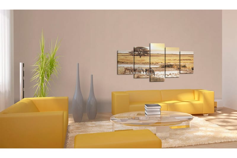 Bilde Zebras On A Savannah 100x50 - Artgeist sp. z o. o. - Innredning - Bilder & kunst - Lerretsbilder