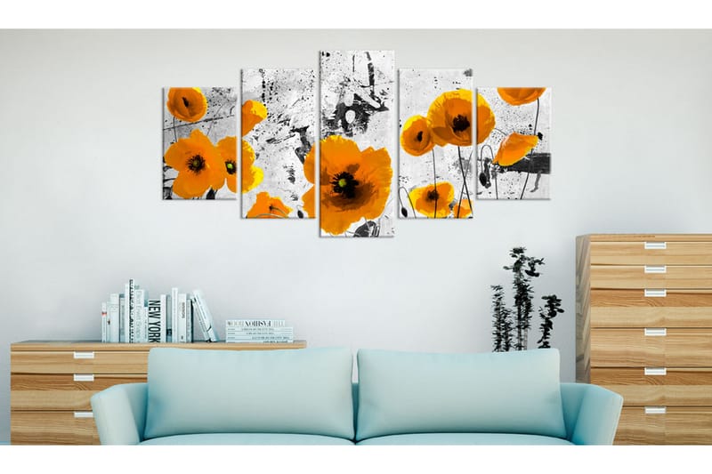 Bilde Poppies In The Royal Color 100x50 - Artgeist sp. z o. o. - Innredning - Bilder & kunst - Lerretsbilder