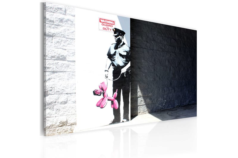 Bilde Police Guard And Pink Balloon Dog Banksy 60x40 - Artgeist sp. z o. o. - Innredning - Bilder & kunst - Lerretsbilder