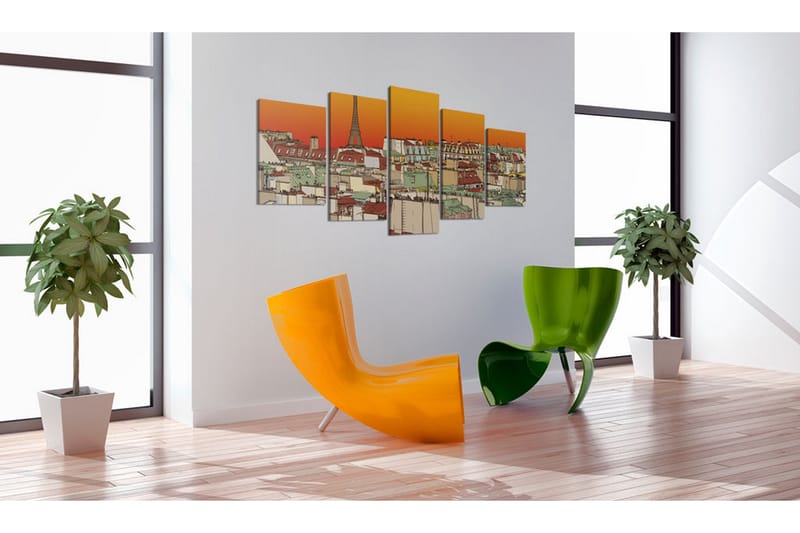 Bilde Parisian Sky In Orange Colour 100x50 - Artgeist sp. z o. o. - Innredning - Bilder & kunst - Lerretsbilder