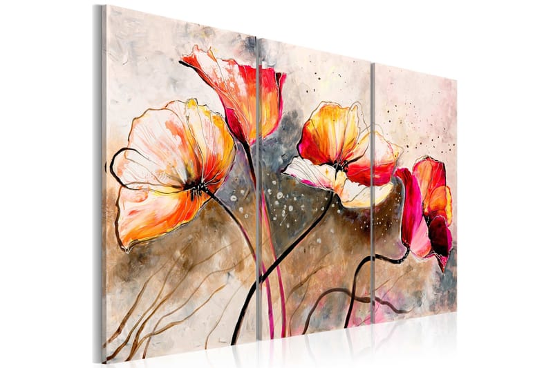 Bilde Poppies whipped by the wind 90x60 - Artgeist sp. z o. o. - Innredning - Bilder & kunst - Lerretsbilder