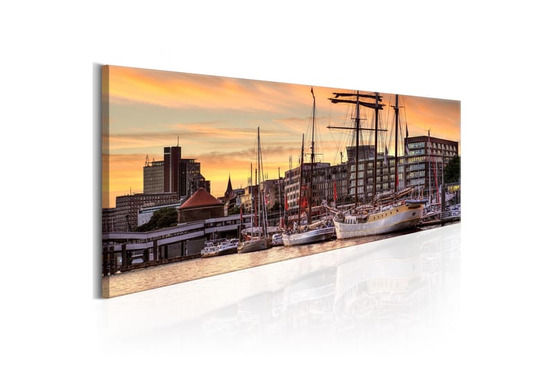 Bilde Port In Hamburg 120x40 - Artgeist sp. z o. o. - Innredning - Bilder & kunst - Lerretsbilder