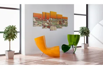 Bilde Parisian Sky In Orange Colour 100x50 - Artgeist sp. z o. o. - Innredning - Bilder & kunst - Lerretsbilder