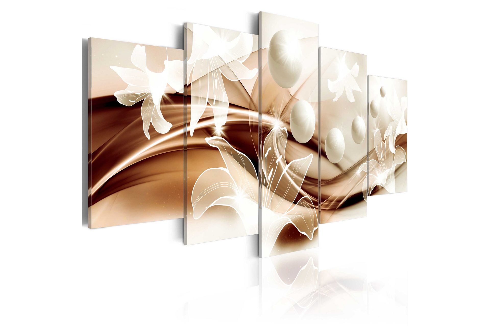 Bilde Pearl Lilies In Bronze 100x50 - Artgeist sp. z o. o. - Innredning - Bilder & kunst - Lerretsbilder