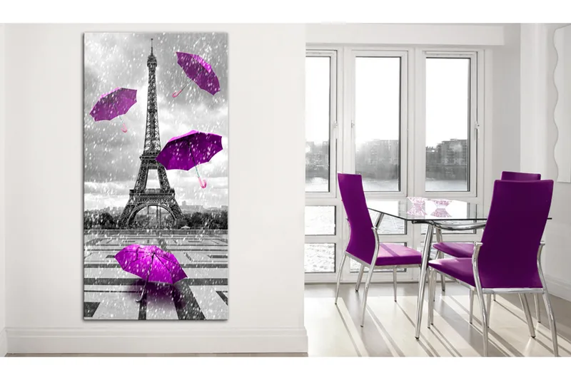 Bilde Purple Umbrellas 60x120 - Artgeist sp. z o. o. - Innredning - Bilder & kunst - Lerretsbilder