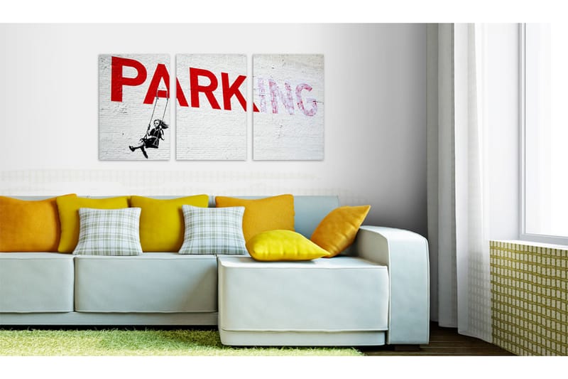 Bilde Pike På En Huske Banksy 120x60 - Artgeist sp. z o. o. - Innredning - Bilder & kunst - Lerretsbilder