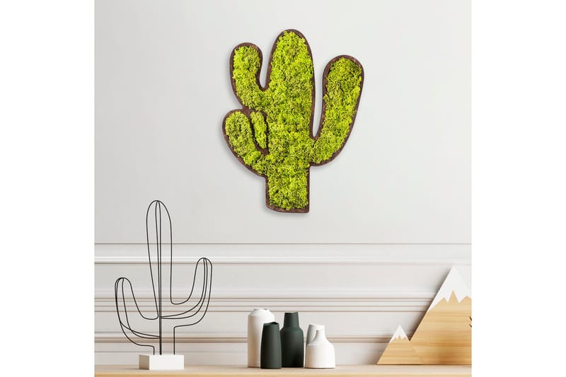 Cactus Canvasbilde - Grønn/Hvit - Lerretsbilder