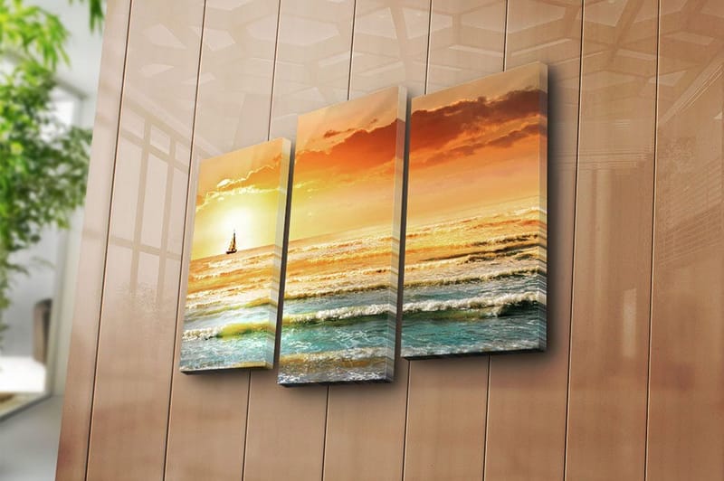 Canvasbilde 3-pk flerfarget - 22x03 cm - Innredning - Bilder & kunst - Lerretsbilder