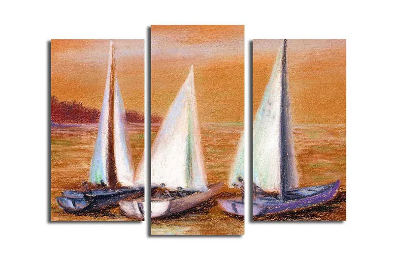 Canvasbilde 3-pk flerfarget, 22x03 cm