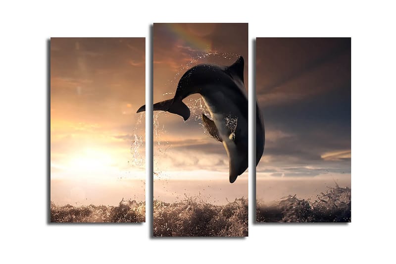 Canvasbilde 3-pk flerfarget - 22x03 cm - Innredning - Bilder & kunst - Lerretsbilder