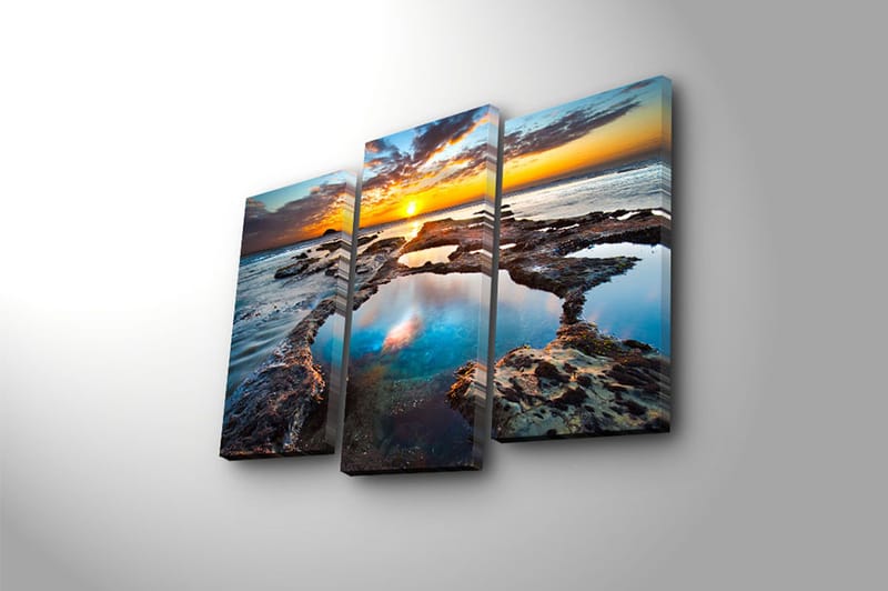 Canvasbilde 3-pk flerfarget - 22x03 cm - Lerretsbilder