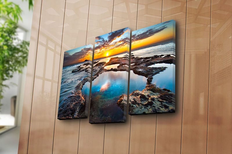 Canvasbilde 3-pk flerfarget - 22x03 cm - Innredning - Bilder & kunst - Lerretsbilder