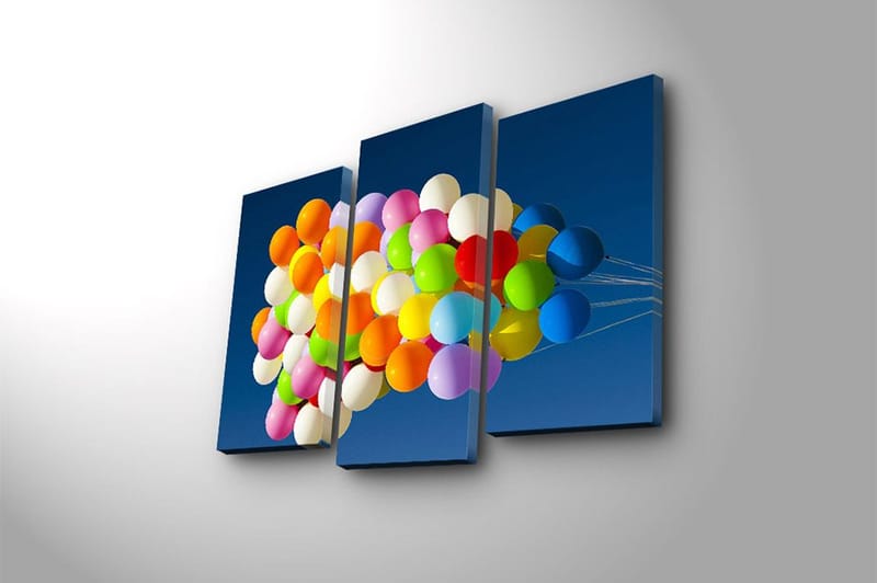 Canvasbilde 3-pk flerfarget - 22x03 cm - Innredning - Bilder & kunst - Lerretsbilder