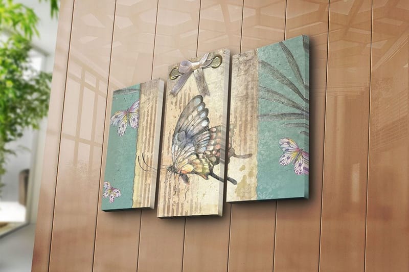 Canvasbilde 3-pk flerfarget - 22x03 cm - Innredning - Bilder & kunst - Lerretsbilder