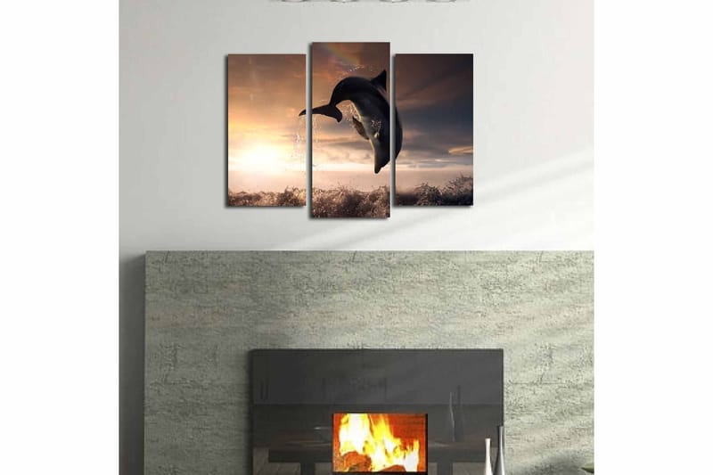 Canvasbilde 3-pk flerfarget - 22x03 cm - Innredning - Bilder & kunst - Lerretsbilder