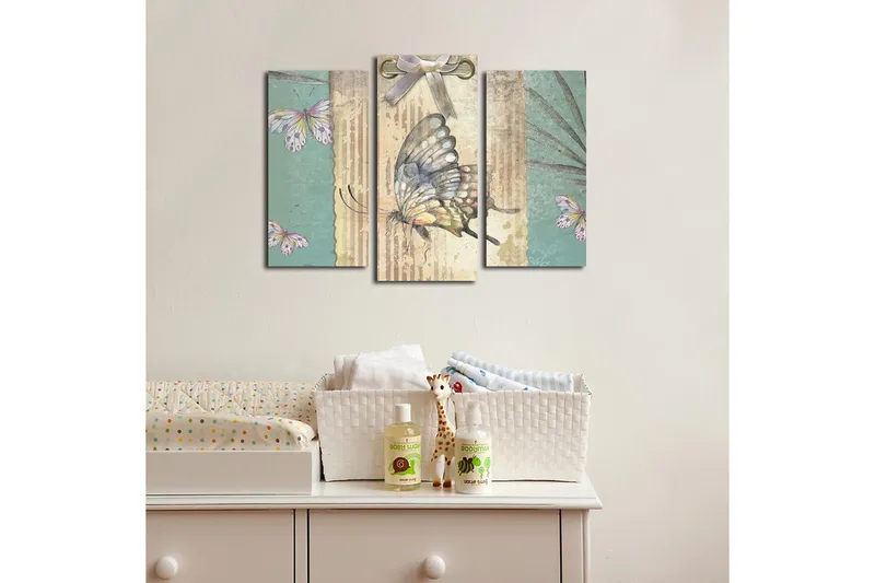 Canvasbilde 3-pk flerfarget - 22x03 cm - Innredning - Bilder & kunst - Lerretsbilder