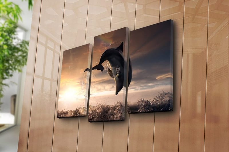 Canvasbilde 3-pk flerfarget - 22x03 cm - Innredning - Bilder & kunst - Lerretsbilder