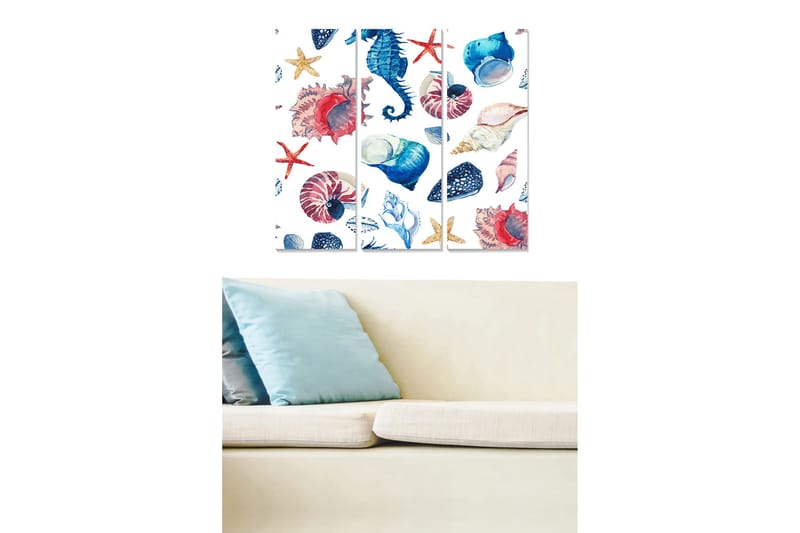 Canvasbilde 3-pk flerfarget, 22x05 cm
