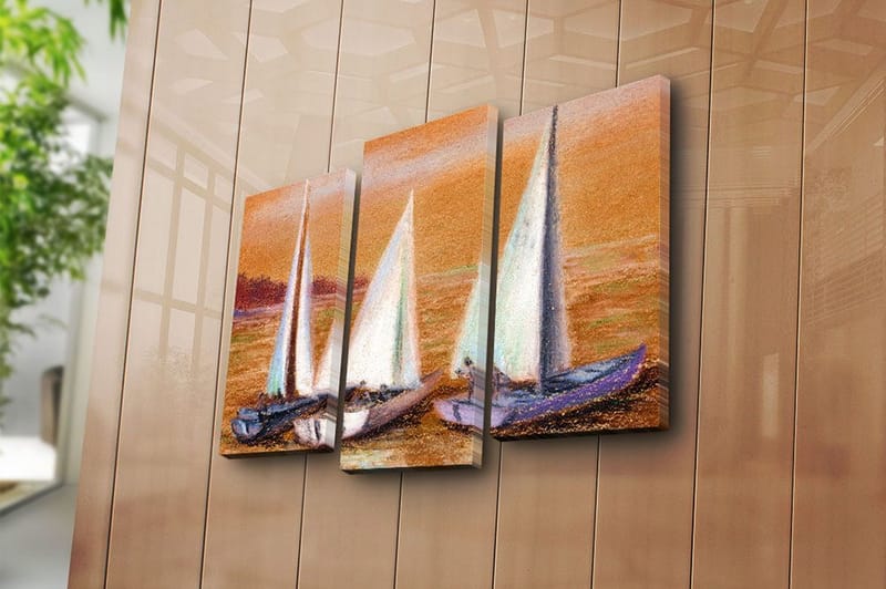 Canvasbilde 3-pk flerfarget - 22x03 cm - Innredning - Bilder & kunst - Lerretsbilder