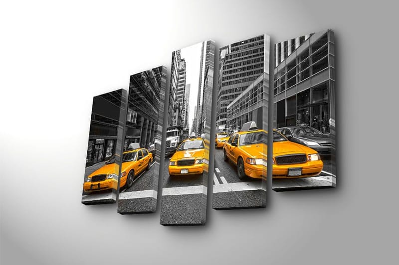 Canvasbilde 5-pk flerfarget - 11x96 cm - Innredning - Bilder & kunst - Lerretsbilder