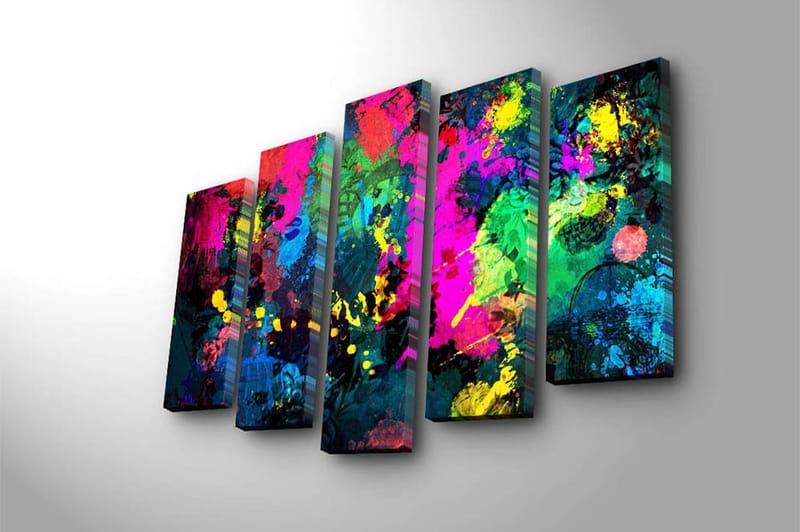 Canvasbilde 5-pk flerfarget - 11x96 cm - Innredning - Bilder & kunst - Lerretsbilder