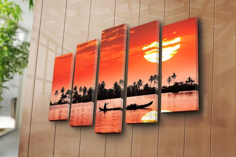 Canvasbilde 5-pk flerfarget - 11x96 cm - Innredning - Bilder & kunst - Lerretsbilder