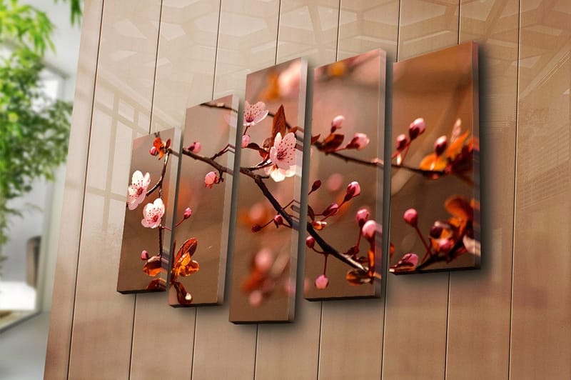 Canvasbilde 5-pk flerfarget - 11x96 cm - Innredning - Bilder & kunst - Lerretsbilder