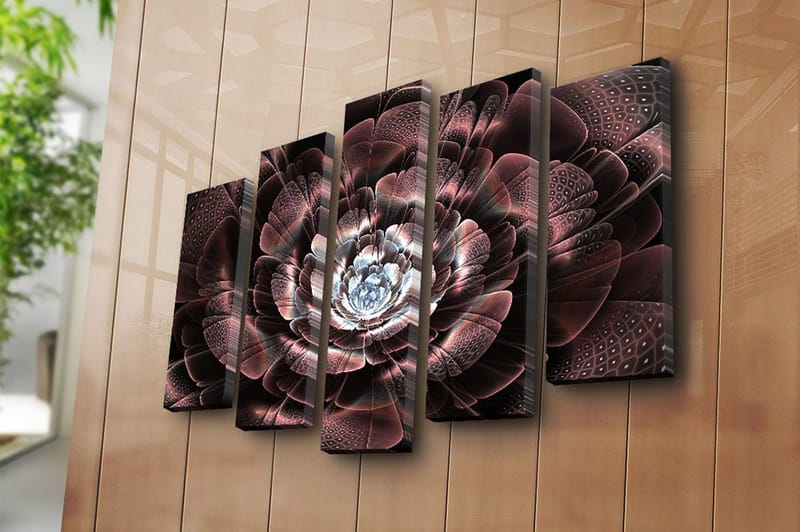 Canvasbilde 5-pk flerfarget - 11x96 cm - Innredning - Bilder & kunst - Lerretsbilder