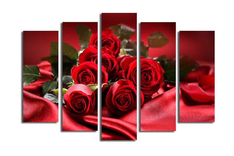 Canvasbilde 5-pk flerfarget - 11x96 cm - Innredning - Bilder & kunst - Lerretsbilder