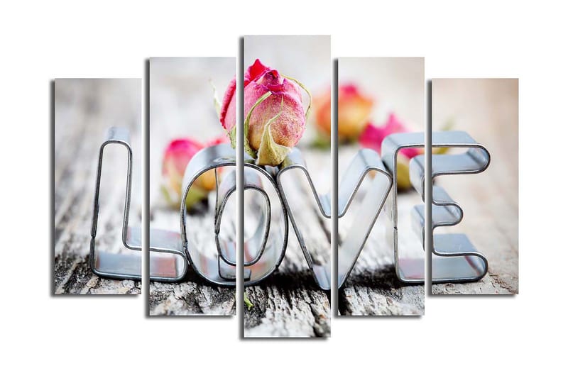 Canvasbilde 5-pk flerfarget - 11x96 cm - Innredning - Bilder & kunst - Lerretsbilder