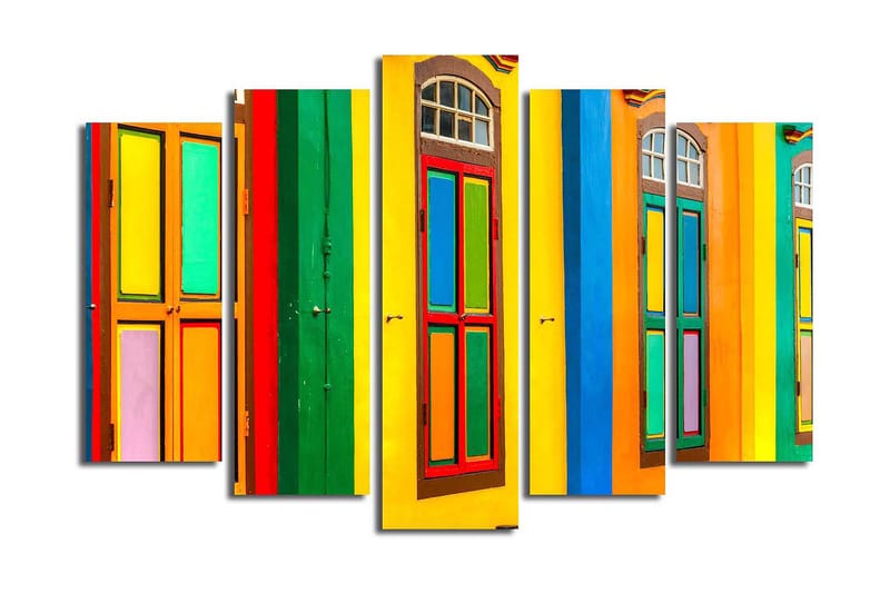 Canvasbilde 5-pk flerfarget - 11x96 cm - Innredning - Bilder & kunst - Lerretsbilder