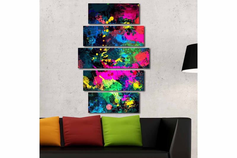 Canvasbilde 5-pk flerfarget - 11x96 cm - Innredning - Bilder & kunst - Lerretsbilder