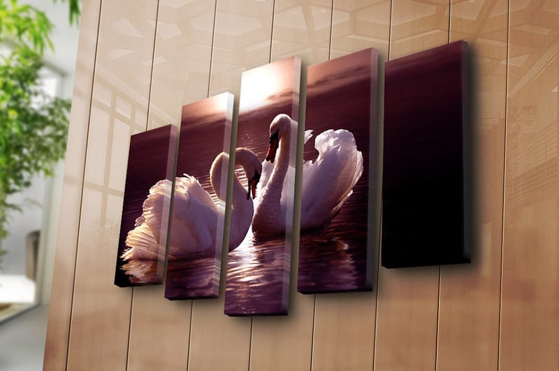 Canvasbilde 5-pk flerfarget - 11x96 cm - Innredning - Bilder & kunst - Lerretsbilder